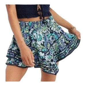 NWT Aerie Rock & Ruffle Blue Green Floral Pull-On Skort Women’s XS - Picture 1 of 13