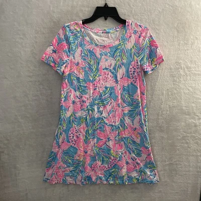 Vestido Camisa Feminino Lilly Pulitzer Multicolorido Pequeno Floral Tropical Manga Curta - Imagem 1 de 4
