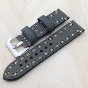 Watch Bands Top Layer Cowhide Genuine Leather Wristwatch Straps Parts Green 24mm - Picture 1 of 3