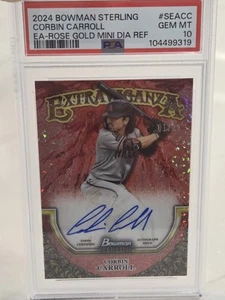 2024 Bowman Sterling CORBIN CARROLL Extravaganza AUTO Rose Gold #/15 PSA 10 - Picture 1 of 5