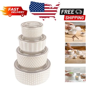 Compagno Cucina Versatile: 4 Pezzi Ciotole in Ceramica con Coperchi, Lavabile in Lavastoviglie - Foto 1 di 10