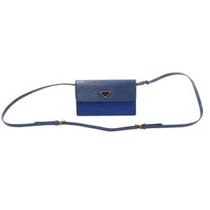 Prada Portefeuille croisé triangle en cuir Tessuto Vitello Move bleu 148490763 - Picture 1 of 7