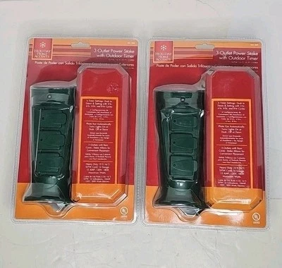 Pacote com 2, estacas elétricas comerciais de 3 tomadas com temporizador externo NOVO - Imagem 1 de 3