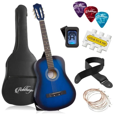 Beginner Acoustic Guitar Package - 38-inch Blue with Gig Bag & Essentials - Image 1 of 4