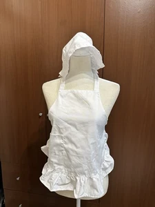 traje de criada tradicional talla única delantal y gorra renacentista país blanco - Imagen 1 de 8