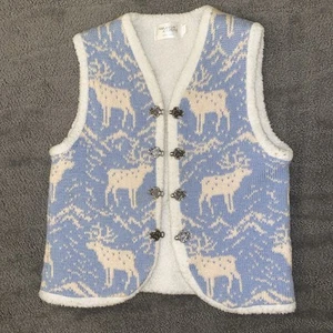 Handmade Childrens Vest Size 8 - 10 Wool European Reindeer Finland Unisex - Picture 1 of 10