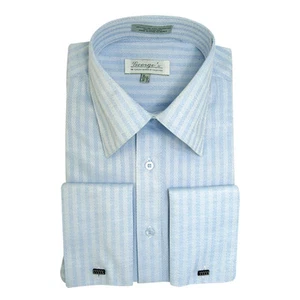 Men's Classy French Cuff Formal Casual Dress Shirt 7 Colors Size 15 ~20 - Picture 1 of 9