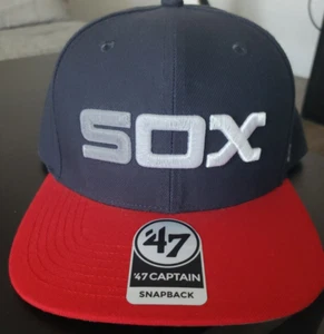 Chicago White Sox Mütze Kappe Druckknopflasche Druckknopflasche Captain marineblau rot '47 Marke - Bild 1 von 9