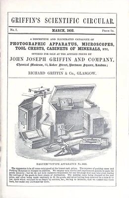 1852 Griffin's Scientific Circular Photographic Microscope Catalog Reproduction - Image 1 of 4
