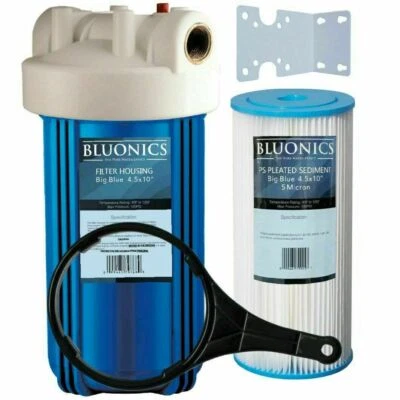 Bluonics Whole House Water Filter Purifier w 4.5 x10" Pleated Sediment Cartridge - Image 1 of 4