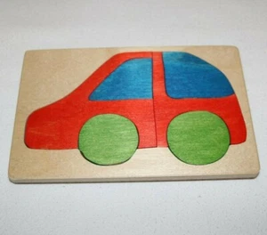 Handmade Car Small Wooden Jigsaw Puzzle Hand Painted Folk Art Unique EUC - Picture 1 of 3