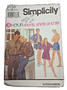 Simplicity 8150 Unisex Adult Shirt & Boxer Pattern Cut Size L-XL Envelope Damage - Picture 1 of 4