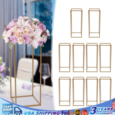10Pcs Tall Gold Metal Flower Stand Wedding Table Centerpieces Decor Vase Colum - Image 1 of 4