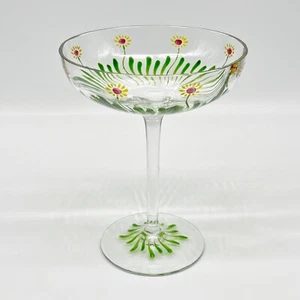 Beautiful Hand Blown Etched Art Glass 6.5" Compote/Candy Dish - Picture 1 of 11