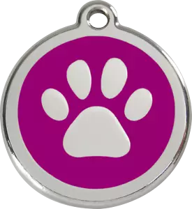 Red Dingo "PAW PRINT" Engraved Dog & Cat ID Tag - Free Engraving - 11 Colours - Picture 1 of 25