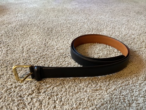 Cintura Coach in pelle di vitello nera marrone fibbia ottone massiccio 5950 uomo taglia 42