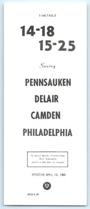 TIMETABLE Public Service Bus 14-18 15-25 Routes Philadelphia PA Delair 4/13 1969 - Picture 1 of 4