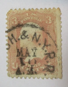 Sc#65 RAIL ROAD CANCEL "SH & NY RAIL ROAD w/CIVIL WAR ERA DATE MAY. See Pic - Picture 1 of 2