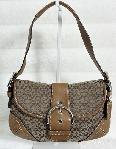 Borsa a tracolla Vinatge Coach F06818 Soho in pelle marrone firmata tela