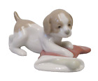 Lladro Nao Figure Puppy Dog  With Christmas Stocking Containing Bone
