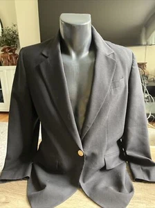 Talbots 1 Button Blazer Jacket Black 100% Wool Suit Coat Lined Women’s Sz 8 - Picture 1 of 6