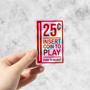 Insert Coin Holographic Sticker for Laptop, Pinball Sticker, Arcade Sticker - Bild 1 von 2