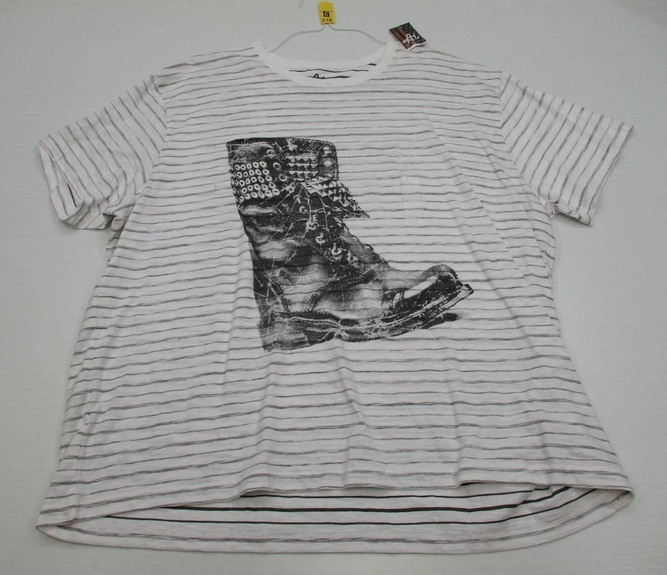 new AMERICAN IDOL Men's Size XXL Casual 100% Cotton White Striped Shirt - Image 1 of 4