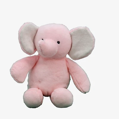 8" Carters Just One You Pink & White Elephant Plush  Baby Rattle Toy Sewn Eyes - Image 1 of 4