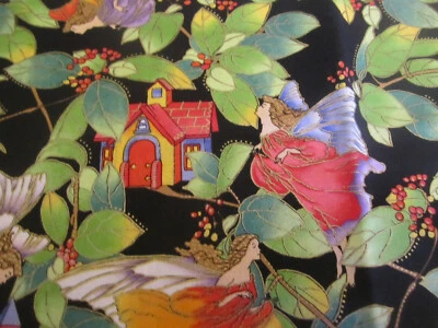 Хлопчатобумажная ткань Shamash & Sons яркие феи и дома 1 ярд x 44 - Изображение 1 из 4