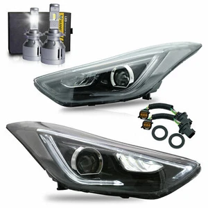 LED Headlights w/ DRL Dual Beam+H7 LED Bulbs for Elantra 11-16 Sedan 13-14 Coupe - Picture 1 of 9