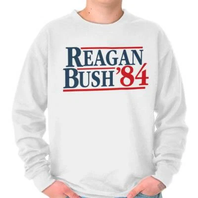 Sudadera Ronald Reagan George Bush 1984 Vintage Retro Mujer u Hombre Cuello Redondo Foto 1 de 4
