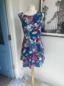 Ladies Joe Browns Blue Floral Print Prom Style Dress Size 18 Short Fit N Flare - Picture 1 of 6