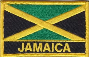 Parches bordados bandera/borde G de Jamaica 3,5"x2,25" planchados - Imagen 1 de 1