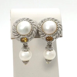 Judith Ripka Sterling Silver Pearl Citrine Earrings Interchangeable Dangles - Picture 1 of 6