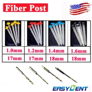 20X Dental Endo Fiber Post Quartz Glass Screw Resin post Thread1.2 1.4 1.6 1.8mm - Picture 1 of 10