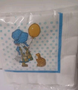 Holly Hobbie Decorative Napkins American Greetings Girl With Cat Vintage USA - Picture 1 of 4