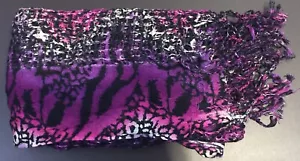 Amici Accessories Rectangular Purple Scarf w/ Netting Webbing Design & Tassels - Picture 1 of 10