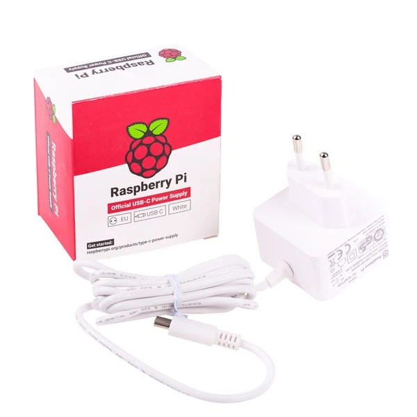 Raspberry Pi 4 Model B Official PSU, USB-C, 5.1V, 3A, EU Plug, White - Image 1 of 1