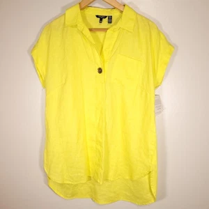 Neu Ellen Tracy Damen M Leinen hellgelb ärmellos Hi-Low Pullover Oberteil - Bild 1 von 9