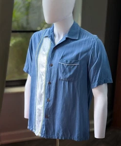 Camisa de seda Island Republic con costuras en contraste rara talla M - Hipster para hombre - Imagen 1 de 10