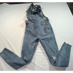RVCA Denim Latzhose Damen Größe 25 Blau Used-Look ausgefranster Saum - Bild 1 von 13