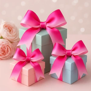Cinta de pastel de ombre rosa y blanco gradiente para manualidades y envoltura de regalos - Imagen 1 de 7