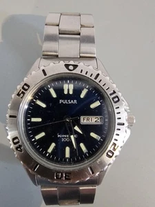 Pulsar Men's Kinetic Blue Dial Date /Day Stainless Steel Bracelet Watch YT58-X00 - Picture 1 of 3