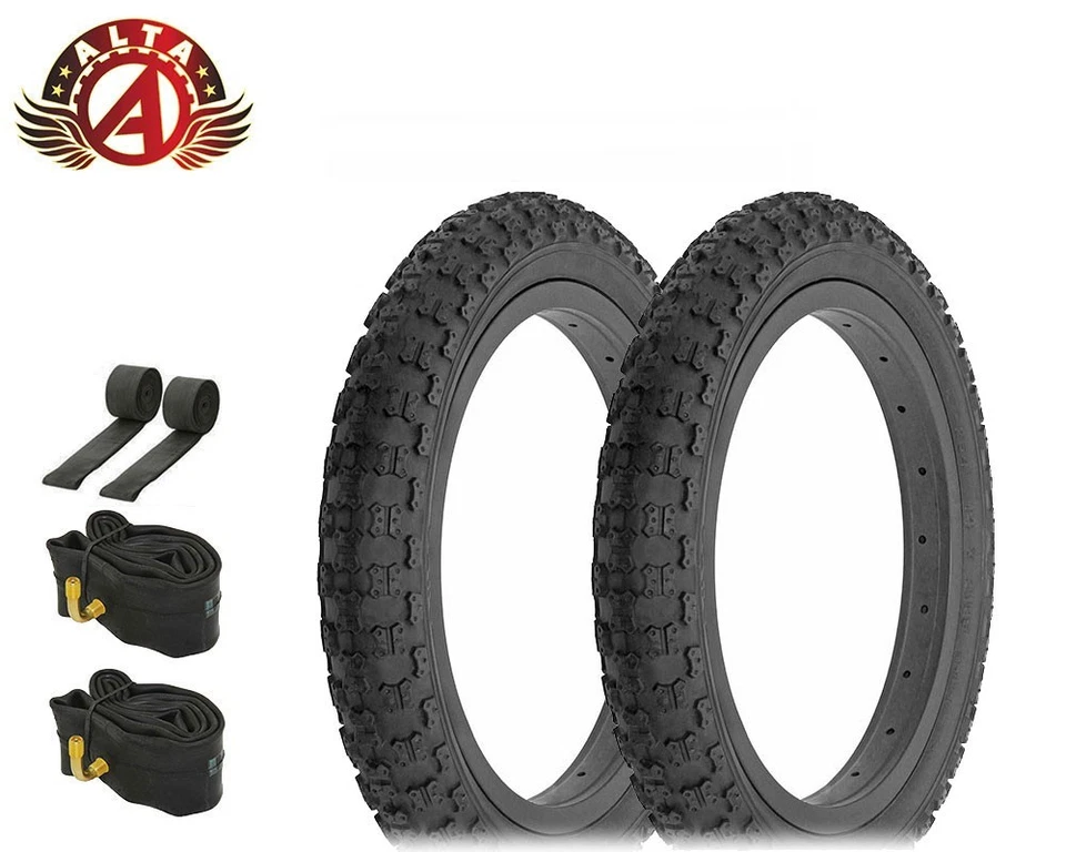 ALTA 14" x 2.125 BMX/Scooter All-Terrain Grip Black Tires 90 Degree Tubes, 6pc. - Image 1 of 1