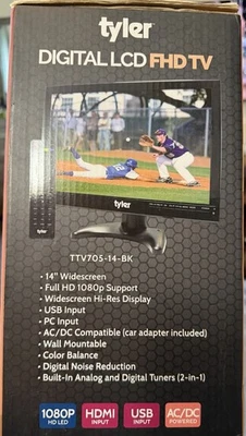 Tyler Digital LCD FHD TV 14 pulgadas portátil Digital TV, TTV705-14-BK Foto 1 de 3