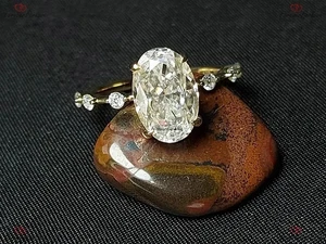 4.20 Ct Oval-Cut G/VS1 Lab Grown Diamond Halo Engagement Ring 14k Yellow Gold - Picture 1 of 5