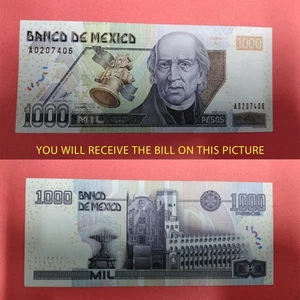 1000 PESOS MEXICO BILL BILLETE 2002 MIGUEL HIDALGO CIRCULATED SERIE A0207406 - Picture 1 of 3