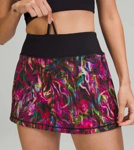 Falda de tiro medio Lululemon Pace Rival Hyper Flow rosa multi negra talla 6 - Imagen 1 de 4