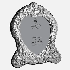 Carrs antiker Herz & Cherub Reproduktion Sterlingsilber Fotorahmen 6"x5" - Bild 1 von 3