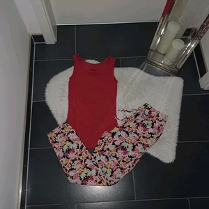 Schlafanzug S 36 38 Esprit Schlafshirt rot Even&Odd Schlafhose blumen TopZustand - Bild 1 von 7